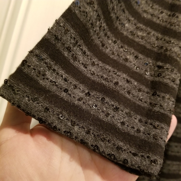 Express 3/4 sleeve black stripe sequin dress Size M - Picture 8 of 12